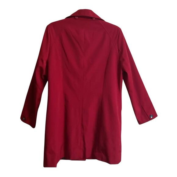Calvin Klein Women's Crimson Red Button Front Trench Coat Jacket Classic SZ 16 - Picture 10 of 12